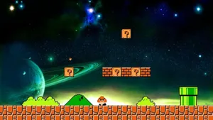 90s Computer Space-themed Game Wallpaper