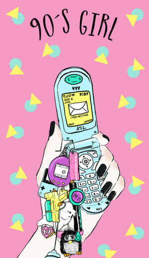 90s Style Girl Background Clamshell Phone Wallpaper