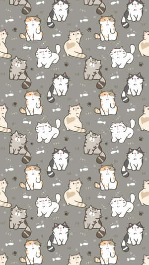 A Background Covered With Cute Cat Pattern To Brighten Your Day! Wallpaper