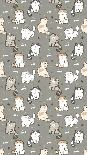A Background Covered With Cute Cat Pattern To Brighten Your Day! Wallpaper