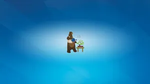 A Bear Is Sitting On A Blue Background Wallpaper