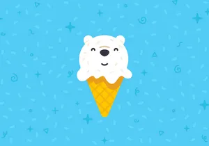 A Bear With An Ice Cream Cone On A Blue Background Wallpaper