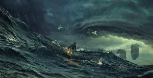 A Beautiful And Powerful Ocean Storm Taking Place In The Middle Of The Sea. Wallpaper