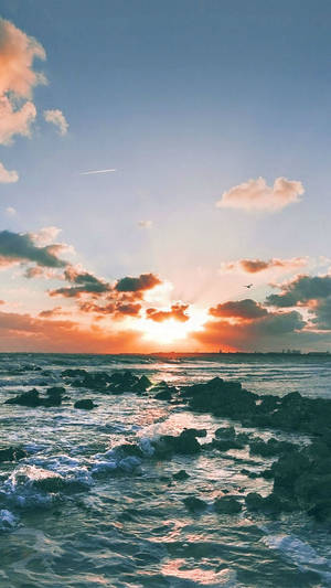 “a Beautiful Beach Landscape With A Close Up View Of An Ocean Iphone.” Wallpaper