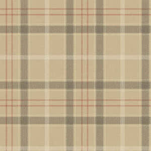 A Beige And Red Plaid Fabric Wallpaper