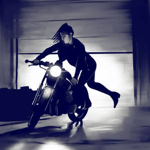 A Biker Girl Escapes The City Wallpaper