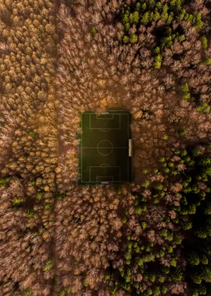 A Bird's Eye View Of A Football Field On A Sunny Day Wallpaper