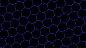 A Black And Blue Hexagonal Pattern Wallpaper