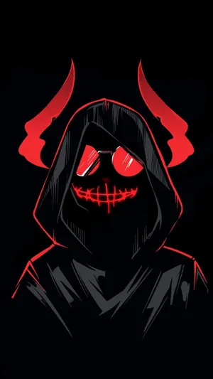 A Black And Red Hooded Demon With Red Horns Wallpaper