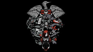 A Black And Red T - Shirt With A Bird On It Wallpaper