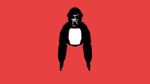 A Black And White Image Of A Penguin On A Red Background Wallpaper