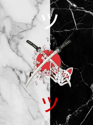 A Black And White Image Of A Samurai Sword And A Smiley Face Wallpaper