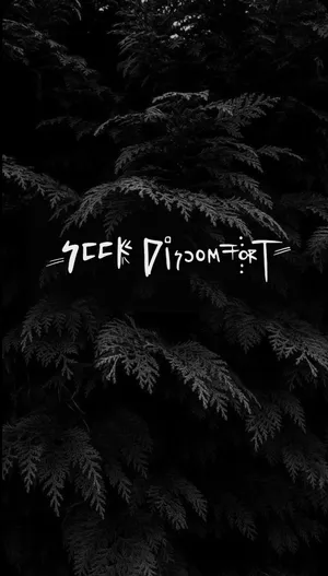 A Black And White Image Of A Tree With The Words'seek Discord' Wallpaper