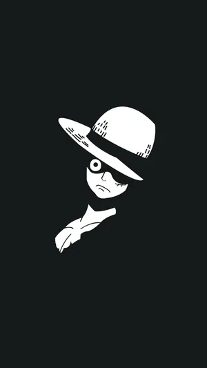 “a Black And White Portrait Of Luffy, The Protagonist Of The Popular Anime Series One Piece” Wallpaper