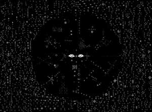 A Black Background With A White Circle And Stars Wallpaper