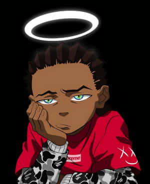 A Black Boy With A Halo On His Head Wallpaper