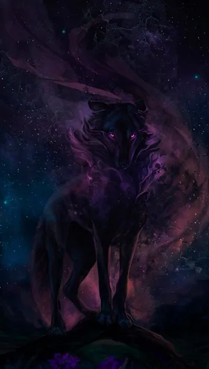 A Black Cartoon Fox Standing In A Meadow Wallpaper