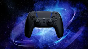A Black Controller With A Blue Background Wallpaper