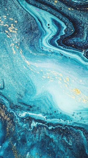 A Blue And Gold Abstract Painting Wallpaper
