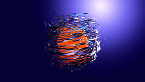 A Blue Background With A Red And Orange Ball Wallpaper