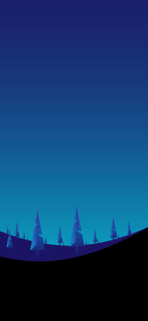 A Blue Sky With Trees And A Hill Wallpaper
