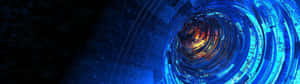 A Blue Tunnel With A Blue Light In It Wallpaper