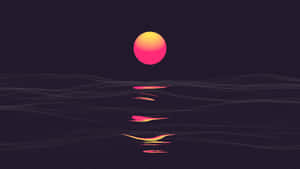 A Breathtaking View As The Sun Sets Over A Distant Field. Wallpaper