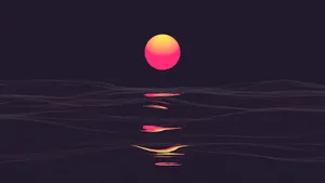 A Breathtaking View As The Sun Sets Over A Distant Field. Wallpaper