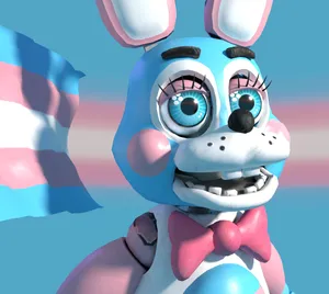 A Bunny With A Blue And Pink Bow Wallpaper
