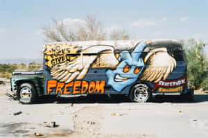 A Bus With Graffiti On It Wallpaper