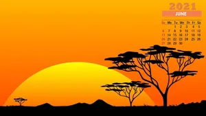A Calendar With A Sunset In The Savannah Wallpaper
