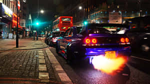 A Car With A Blue Exhaust Wallpaper