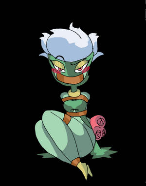 A Cartoon Character With A Green Hair And A Pink Flower Wallpaper