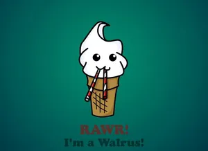 A Cartoon Ice Cream Cone With The Words Rawr I'm A Waurus Wallpaper