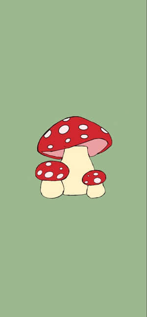 A Cartoon Mushroom On A Green Background Wallpaper
