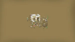 A Cartoon Of People Standing Around A Table Wallpaper