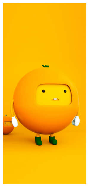 A Cartoon Orange With A Green Head Wallpaper