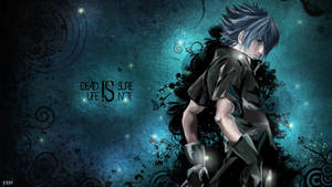 A Character From The Game, With Blue Hair And Black Eyes Wallpaper