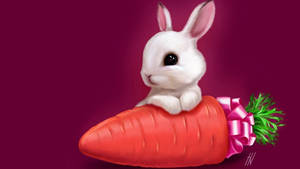 A Cheerful Bunny Enjoying A Fresh Carrot. Wallpaper
