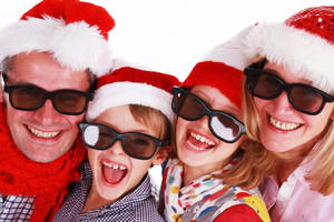A Cheerful Santa Claus Getting Stuck In A Chimney Wallpaper