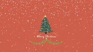 A Christmas Tree With Snow Falling On It Wallpaper