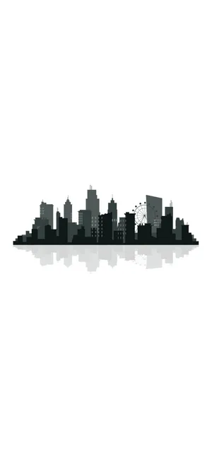 A City Skyline With Reflections On A White Background Wallpaper