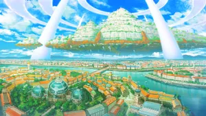 A City With A Cloud Over It Wallpaper