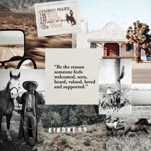 A Collage Of Photos With A Horse And A Cowboy Wallpaper