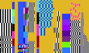 A Colorful Abstract Pattern With A Yellow Background Wallpaper