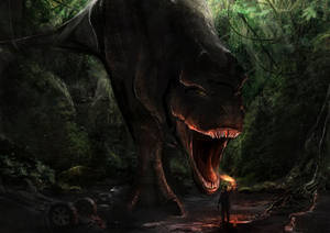 A Colorful Artistic Representation Of A Tyrannosaurus Rex Wallpaper