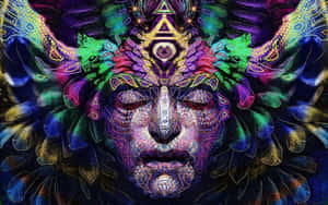 A Colorful Painting Of A Demon With Feathers Wallpaper