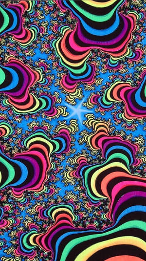 A Colorful Psychedelic Art Print With A Rainbow Background Wallpaper