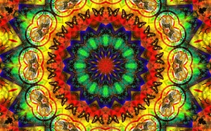 A Colorful Psychedelic Design With A Circular Pattern Wallpaper