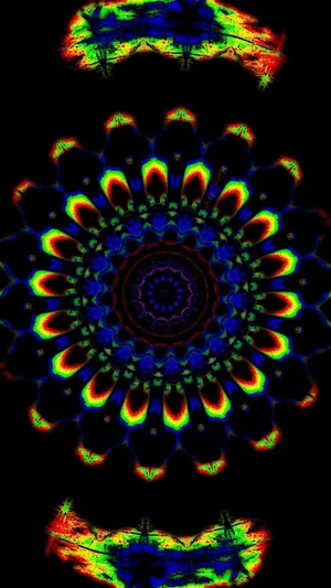 A Colorful Psychedelic Pattern On A Black Background Wallpaper